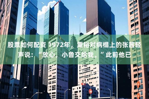 股票如何配资 1972年，粟裕对病榻上的张茜轻声说：“放心，小鲁交给我。”此前他已